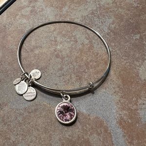 Alex & Ani silver tone PINK stone bangle